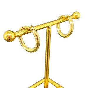 Vintage Gold Plated Non-Pierced Hoop Earrings Clip On Huggie Comfortable 1" D